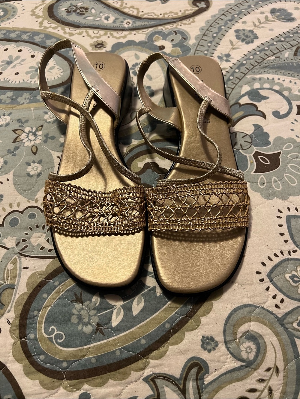 Montego Bay Club Metallic Gold Braided Strap Sandals